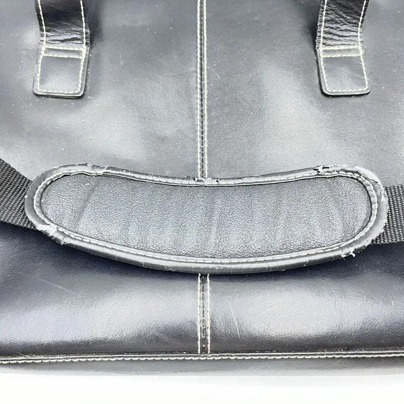 Samsonite Messenger Bag Laptop Case Black Leather Carry On - Picture 5 of 11